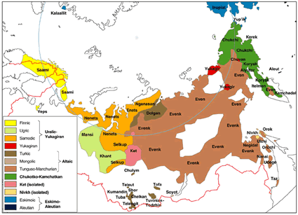 Map of Ket, Yenisei Ostyak in Russia