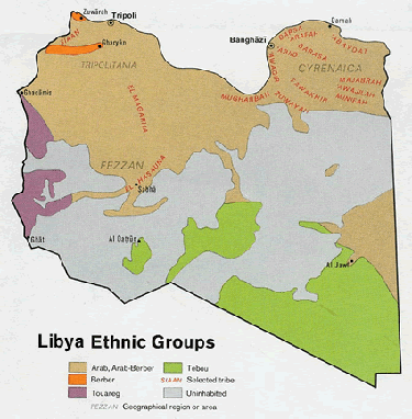Map of Algerian, Arabic-speaking in Libya
