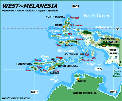 Map of Yamdena, Jamden in Indonesia
