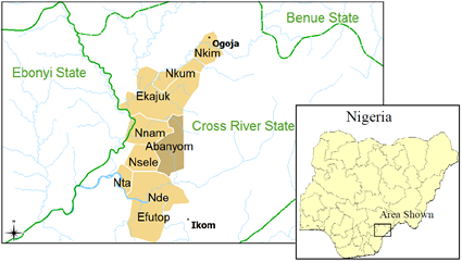 Map of Abanyom in Nigeria