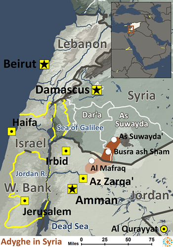 Map of Adyghe in Syria