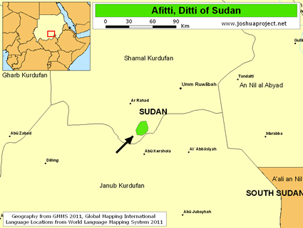 Map of Afitti, Ditti in Sudan
