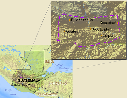 Map of Aguacatec in Guatemala
