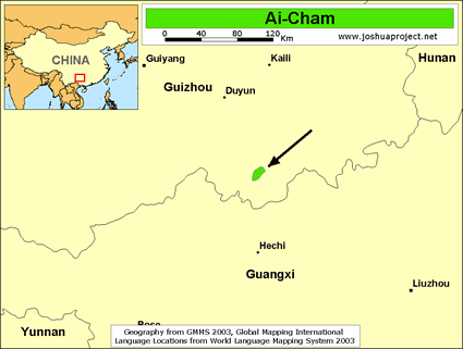 Map of Ai-Cham in China