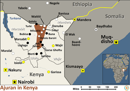 Map of Ajuran, Borana-speaking in Kenya