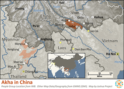 Map of Akha in China