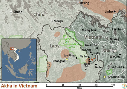 Map of Akha in Vietnam