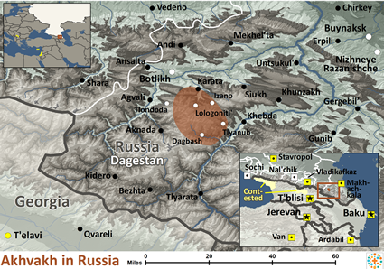 Map of Akhvakh in Russia