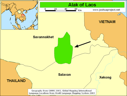 Map of Alak in Laos