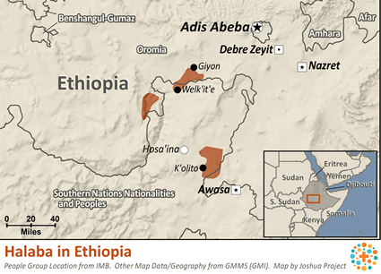 Map of Alaba in Ethiopia
