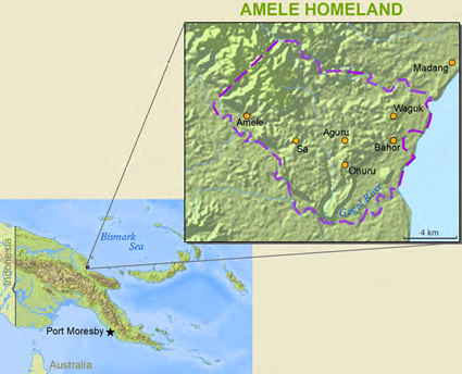 Map of Amele in Papua New Guinea
