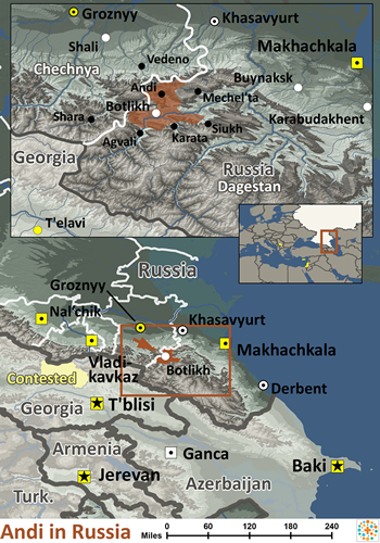 Map of Andi in Russia
