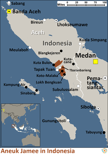 Map of Aneuk Jamee in Indonesia