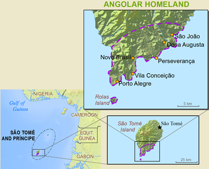 Map of Angolar in São Tomé and Príncipe