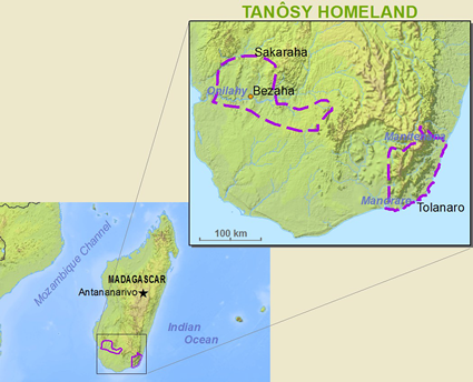 Map of Antanosy in Madagascar