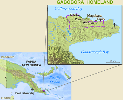 Map of Anuki, Gabobora in Papua New Guinea
