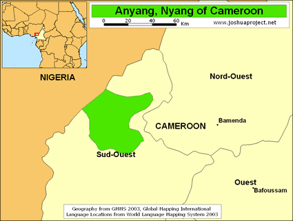 Map of Denya, Anyang in Cameroon