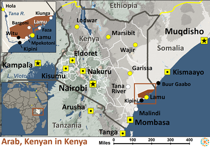 Map of Arab in Kenya