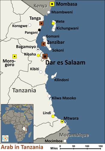 Map of Arab in Tanzania