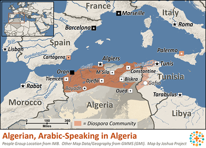 Map of Algerian, Arabic-speaking in Algeria
