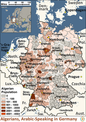 Map of Algerian, Arabic-speaking in Germany