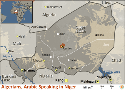 Map of Algerian, Arabic-speaking in Niger
