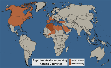 Map of Algerian, Arabic-speaking in Türkiye (Turkey)