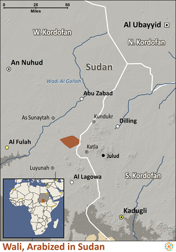 Map of Wali, Arabized in Sudan