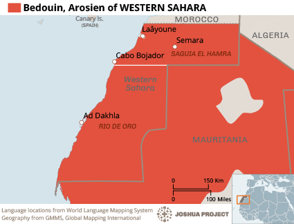 Map of Bedouin, Arosien in Western Sahara