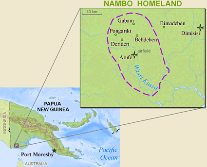 Map of Arufe, Nambo in Papua New Guinea