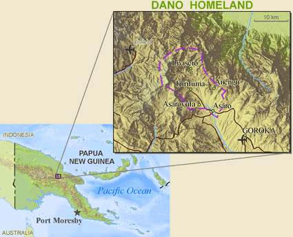 Map of Asaro, Upper Asaro in Papua New Guinea