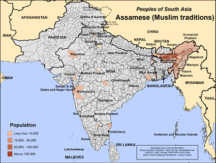 Map of Assamese (Muslim traditions) in India