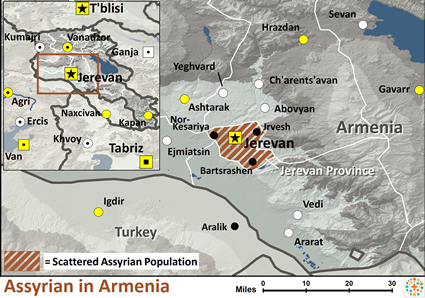 Map of Assyrian in Armenia
