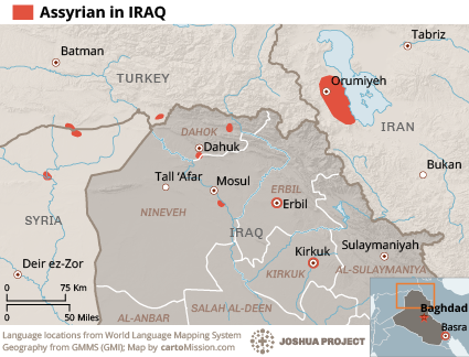 Map of Assyrian in Iraq
