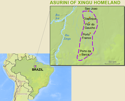 Map of Asurini do Xingu in Brazil