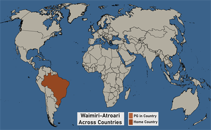 Map of Waimiri-Atroari in Brazil