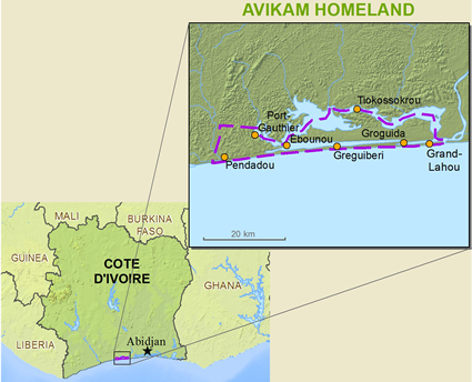 Map of Avikam, Brignan in Côte d'Ivoire