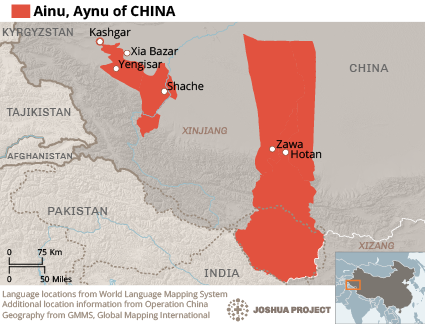 Map of Ainu (China) in China