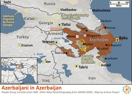 Map of Azerbaijani in Azerbaijan