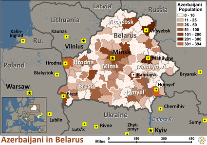 Map of Azerbaijani in Belarus