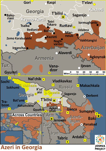Map of Azerbaijani in Georgia