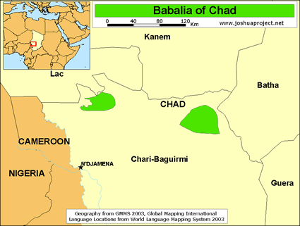 Map of Babalia in Chad