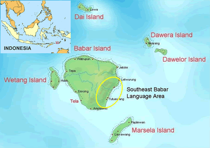 Map of Babar, Southeast in Indonesia