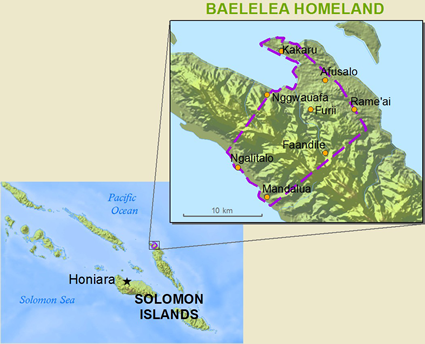 Map of Baelelea in Solomon Islands