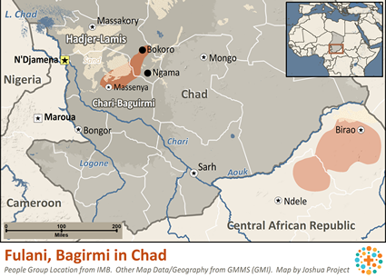 Map of Fulani, Bagirmi in Chad