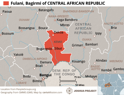 Map of Fulani, Bagirmi in Central African Republic