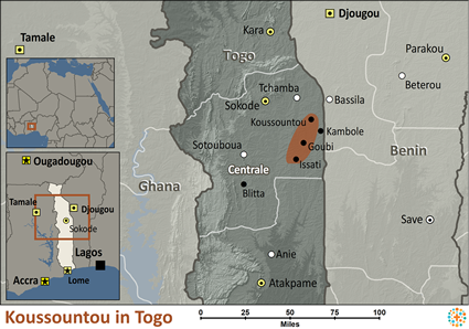 Map of Koussountou in Togo