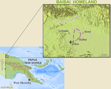 Map of Baibai in Papua New Guinea