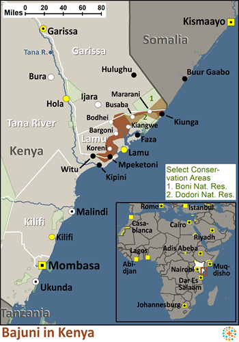 Map of Bajuni in Kenya