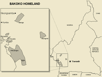 Map of Bakoko, Basoo in Cameroon